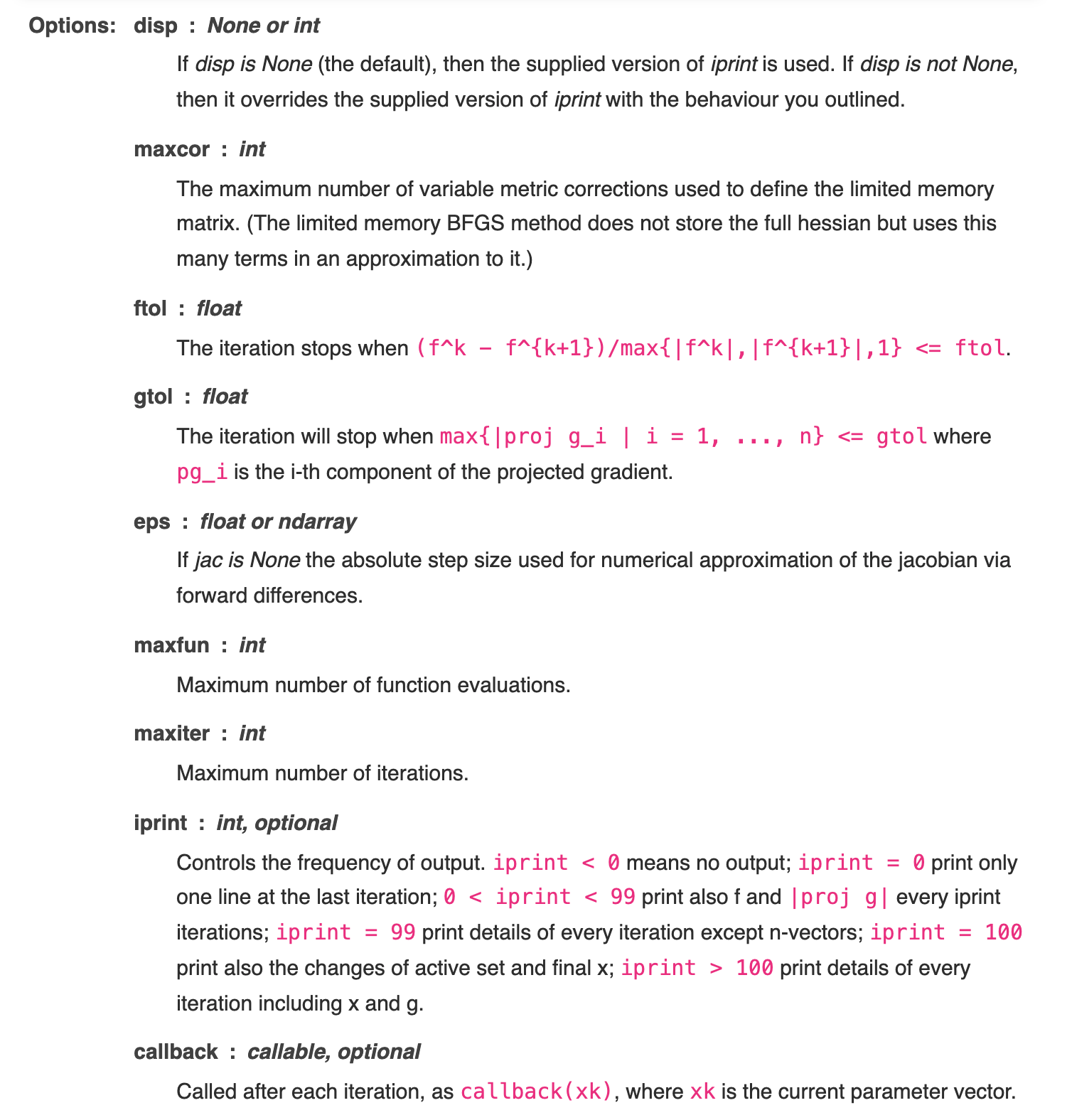 BUG callback defined both in options of scipy.optimize.minimize and in