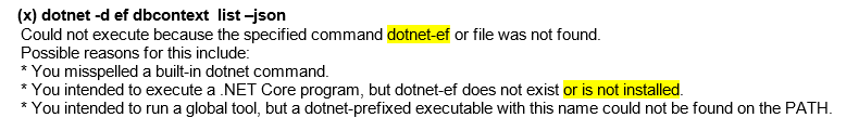 Update the error info under Entity Framework Migrations section in ...