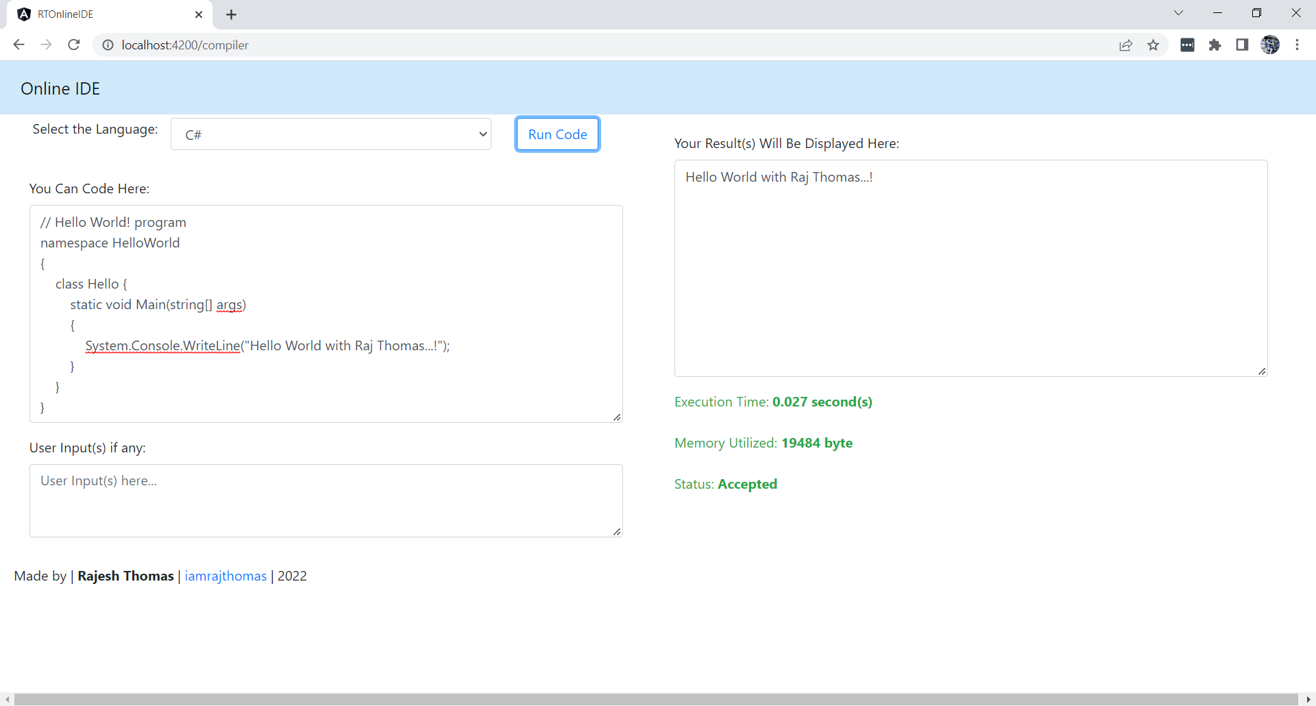GitHub - iamrajthomas/OnlineIDE: This is a simple online IDE (made ...