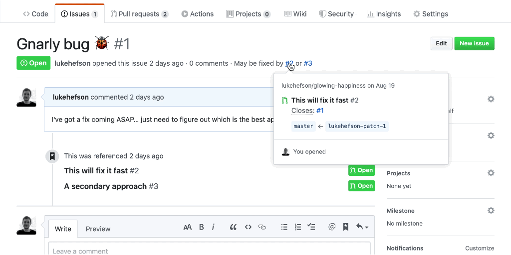 Better visibility for related pull request issues