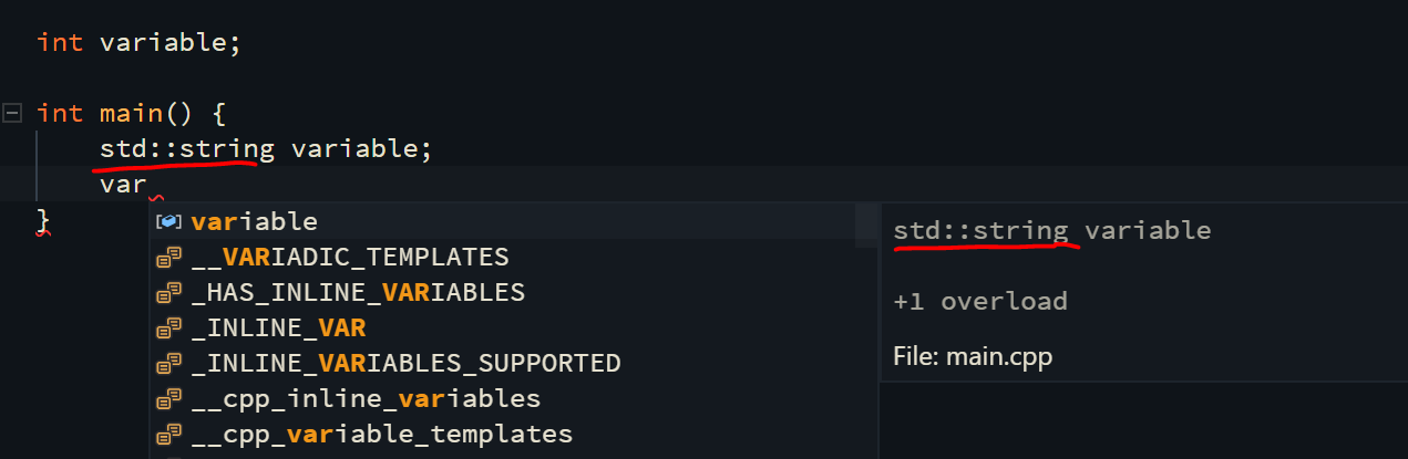 New global/local variable completion not respecting variable name ...