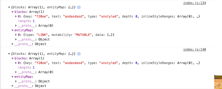 Changing entity data doesn't update contentState, and changing ...