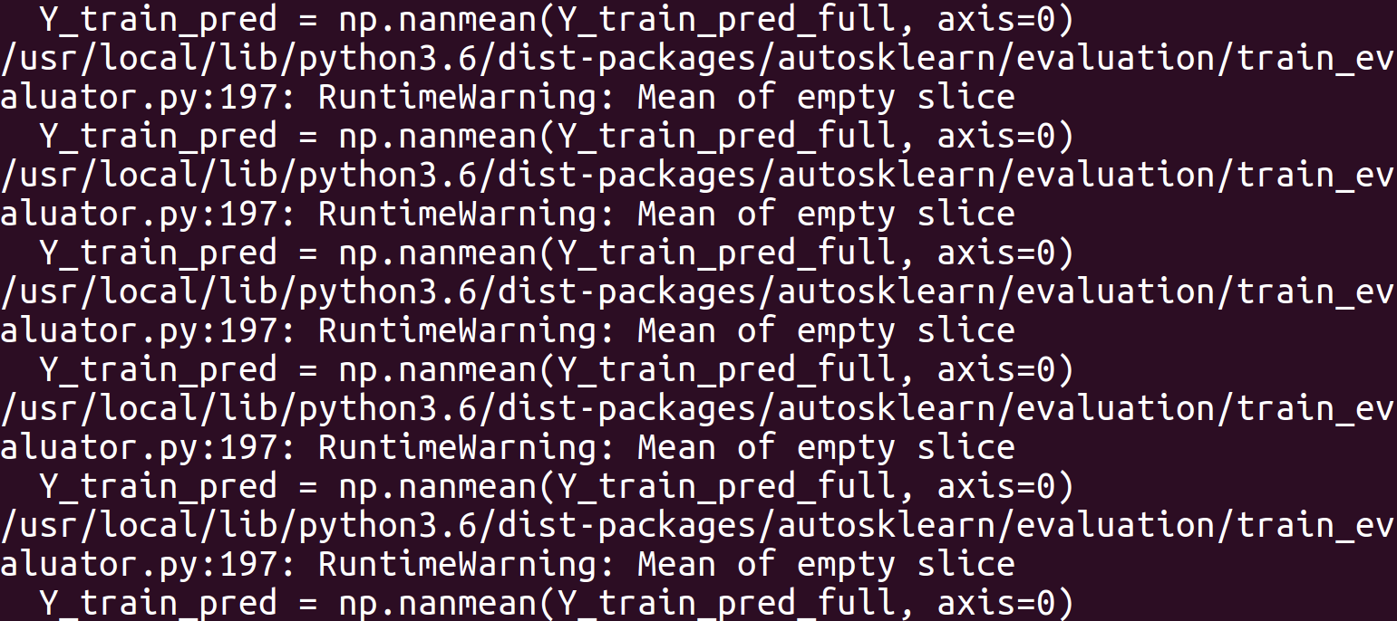 Runtimewarning mean of empty slice 