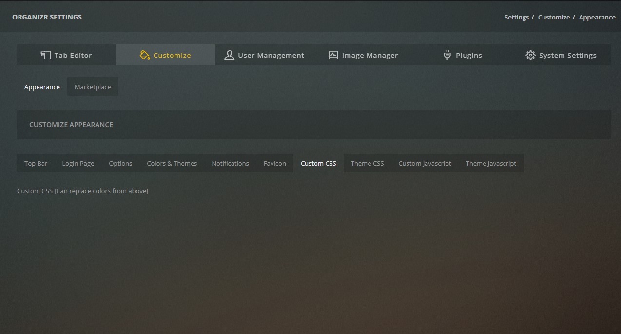 Custom CSS Input Box Missing · Issue #1289 · causefx/Organizr · GitHub