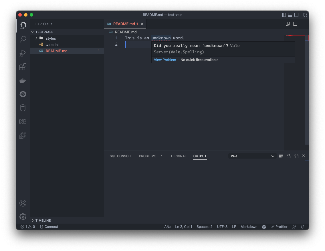 I cannot use any of the functionalities advertised for Vale Server ...