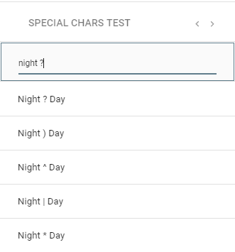 grid filtering with special chars