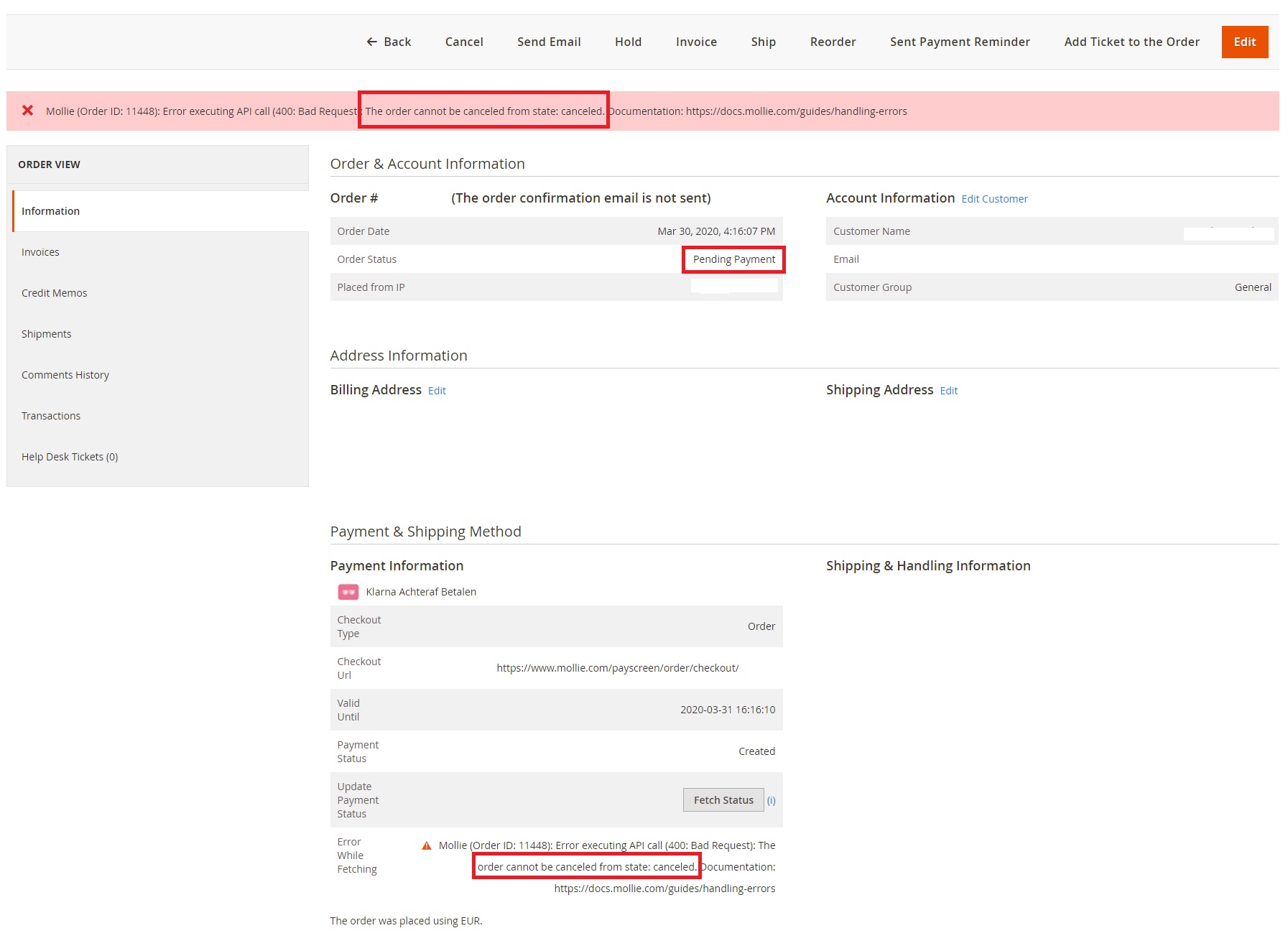 Pending Payment that has already been cancelled. · Issue 240 · mollie