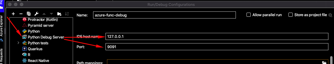 how-configure-azure-function-project-in-intellij-pycharm-run-debug-configurations-on-mac-stack