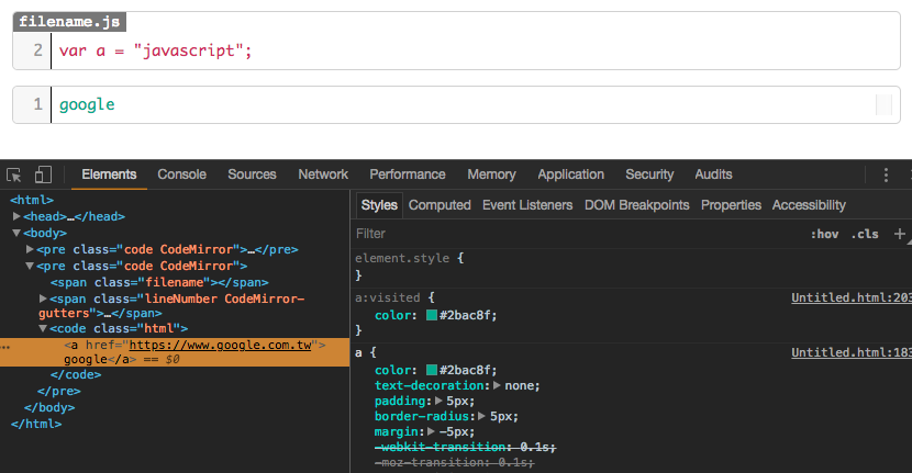 `a` tag does not display properly in exported HTML code block · Issue ...