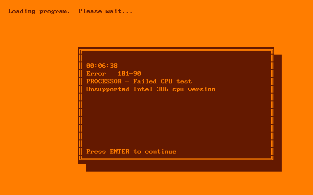 Compaq Portable III 386 Error: "Unsupported intel 386 CPU version ...