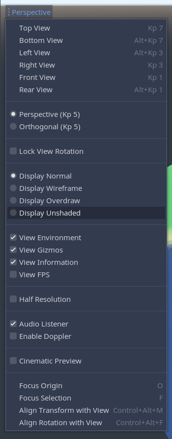 Viewport-display-menu