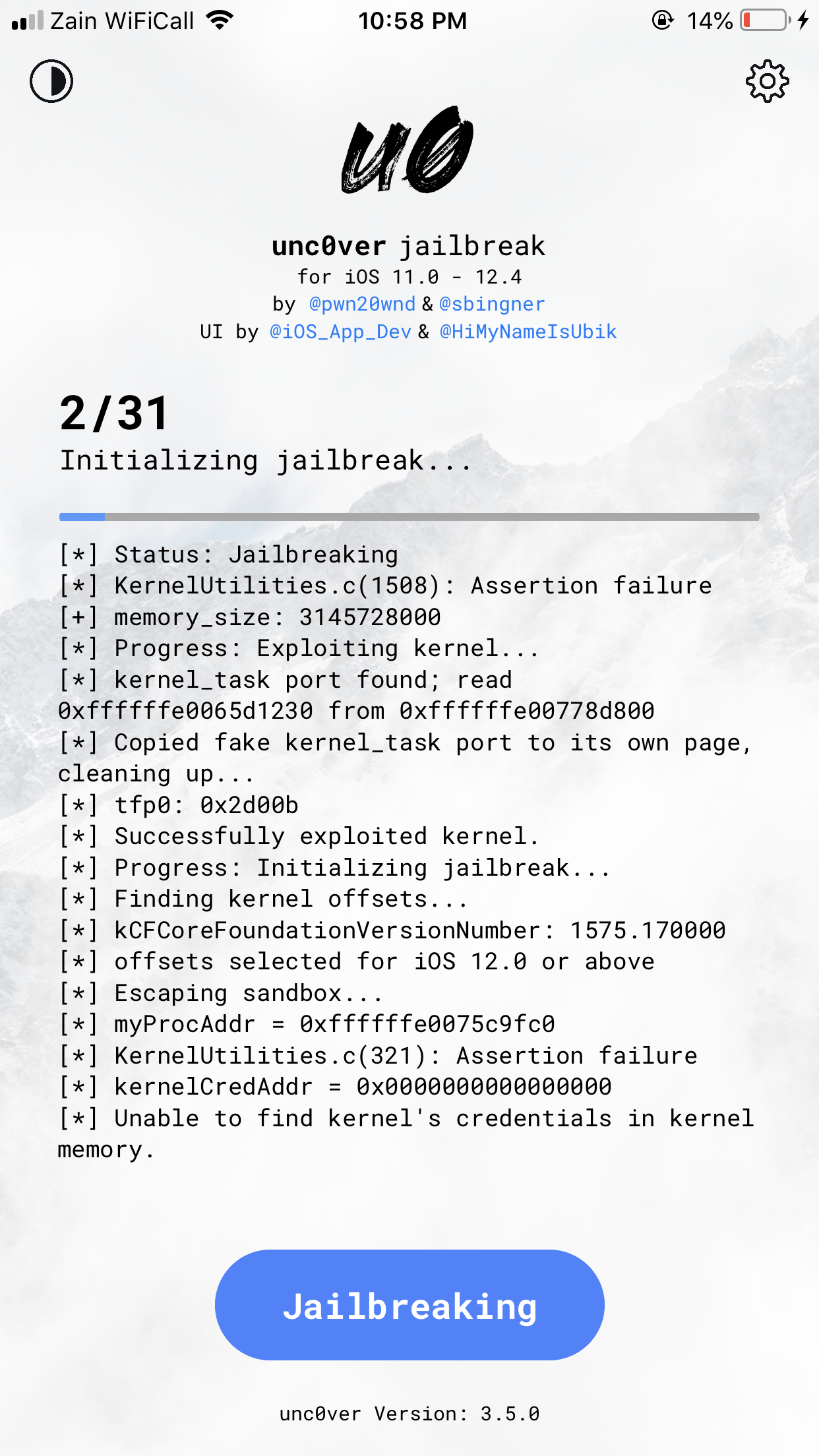 Unable to find kernel's credentials in kernel memory · Issue
