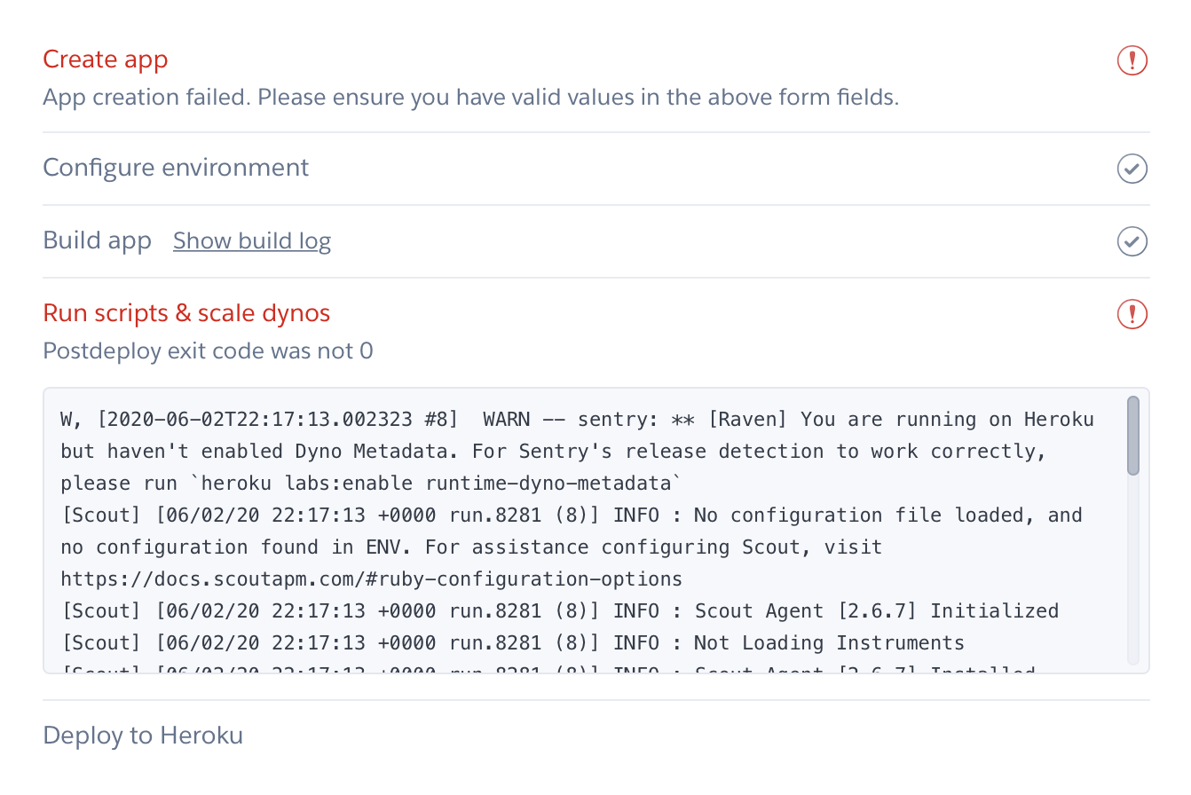 Bug: Deploy to Heroku using button fails · Issue #922 · chatwoot ...