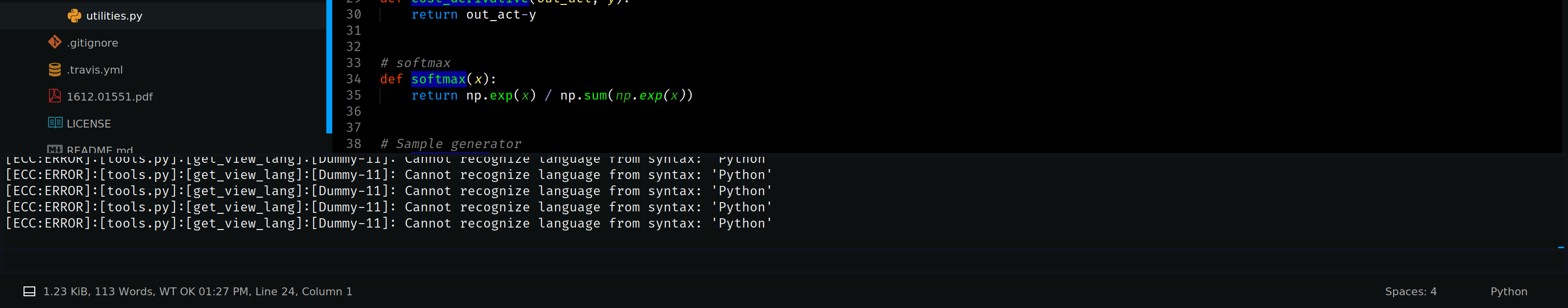 ECC Error on Python