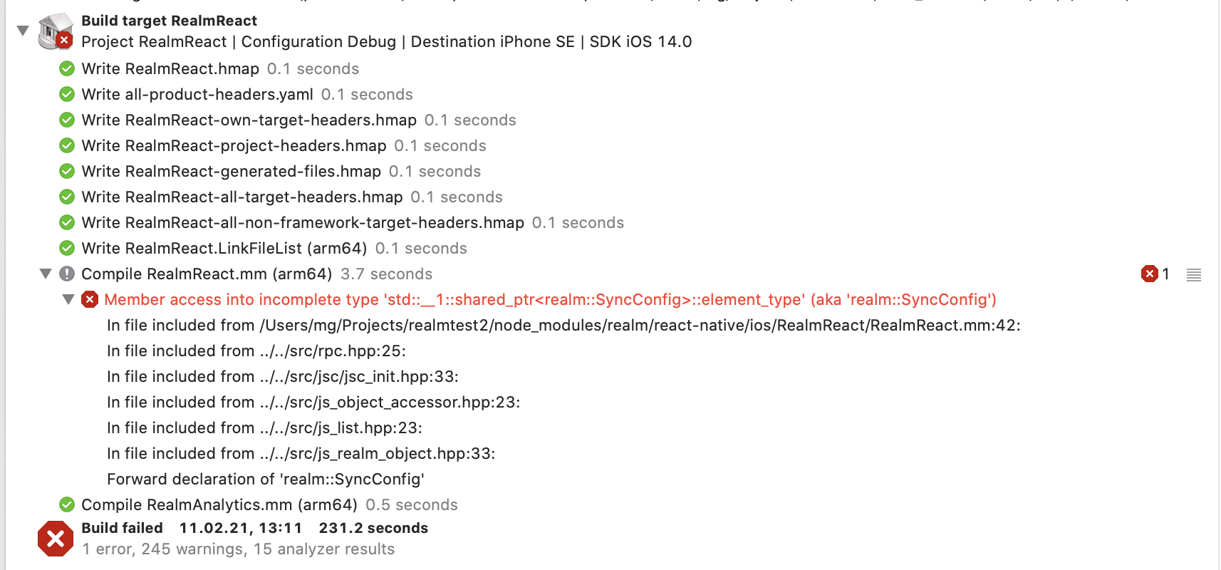 React Native 0.59, iOS 14.5 and Realm · Issue #3580 · realm/realm-js ...