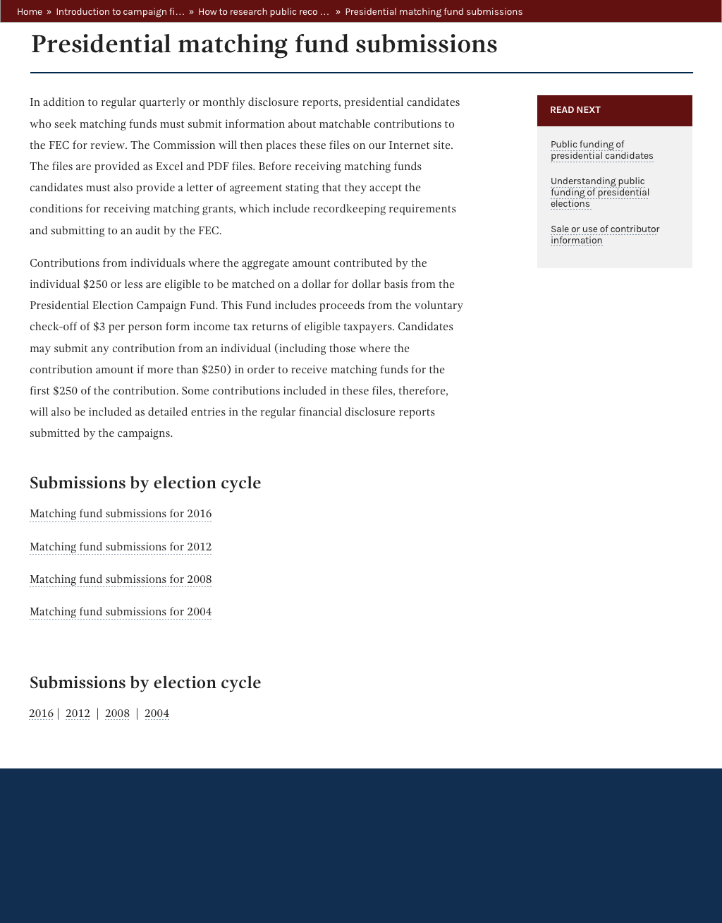 Matching fund submissions_mainpage