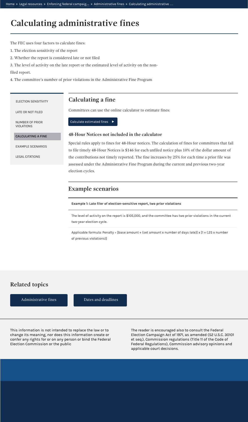 Calculating fines mockup