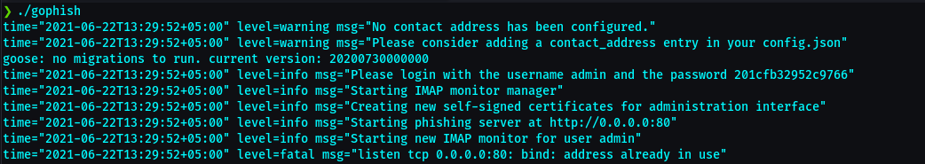 Doesn't start in Kali Linux · Issue #2243 · gophish/gophish · GitHub
