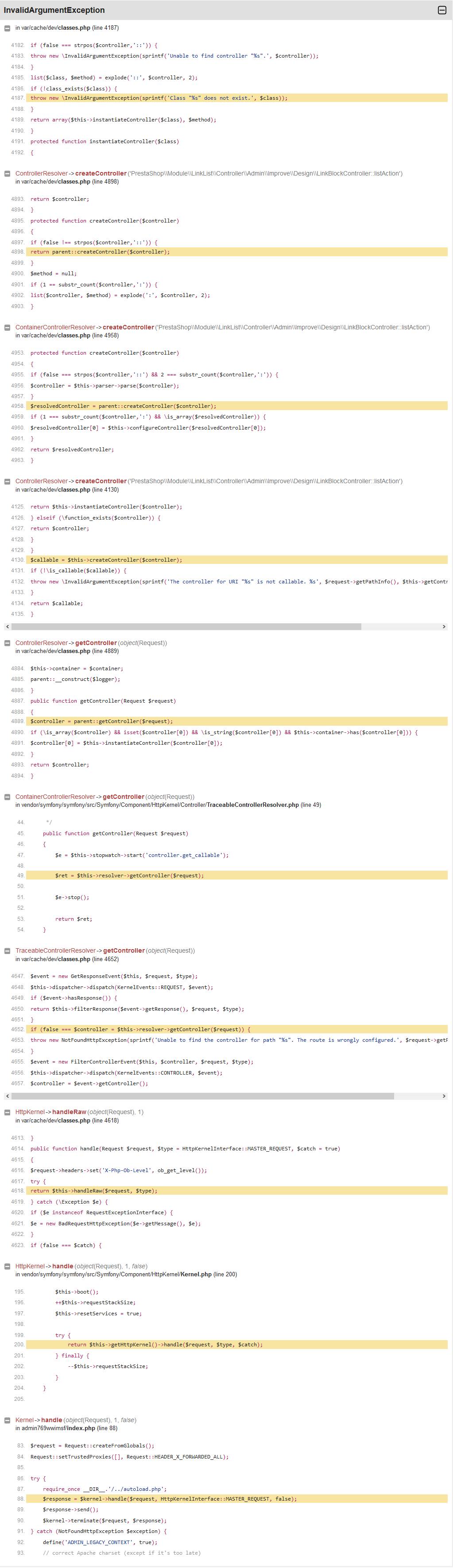 module linklist controller