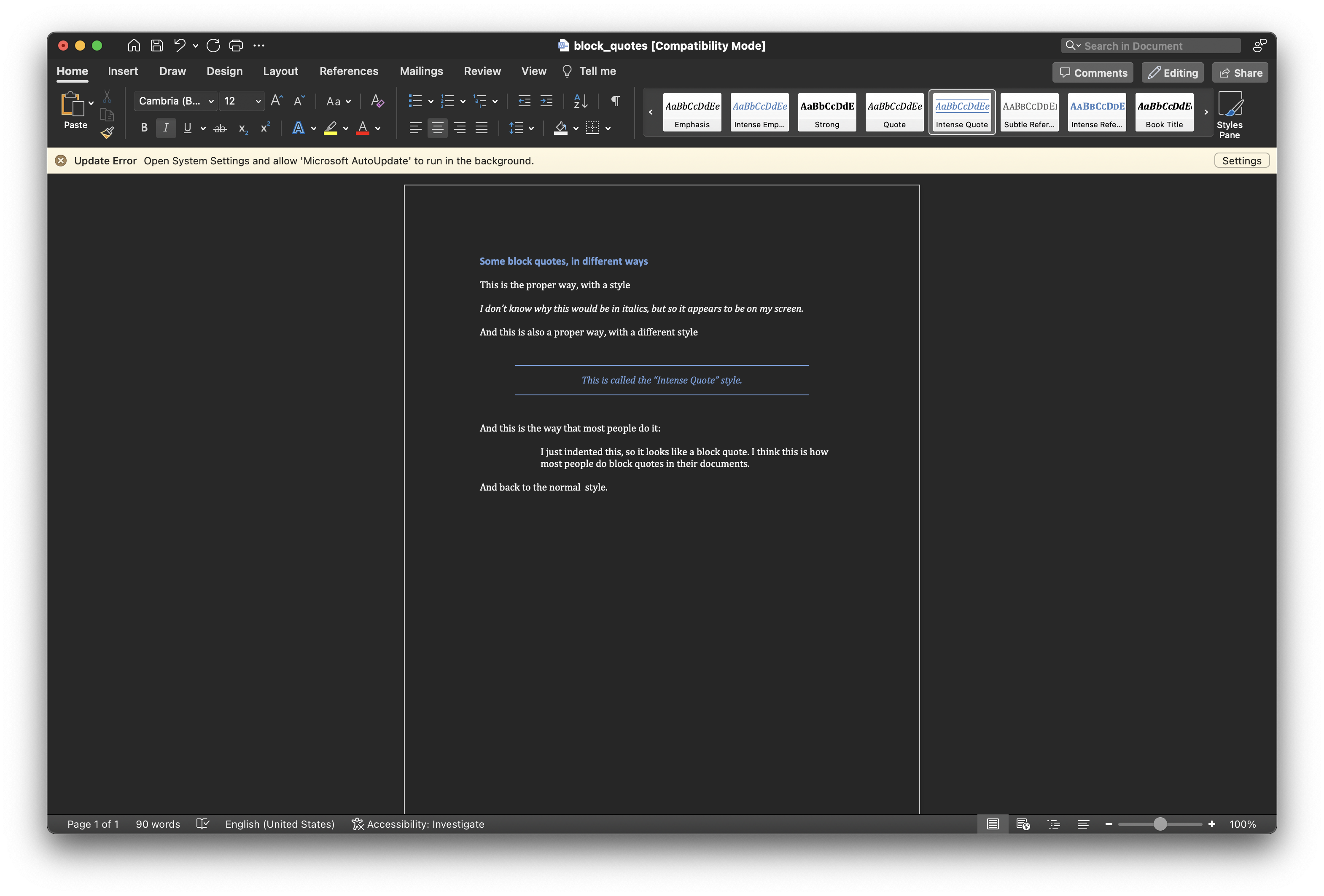 Pandoc Does Not Convert Docx Style Intense Quote Properly Issue