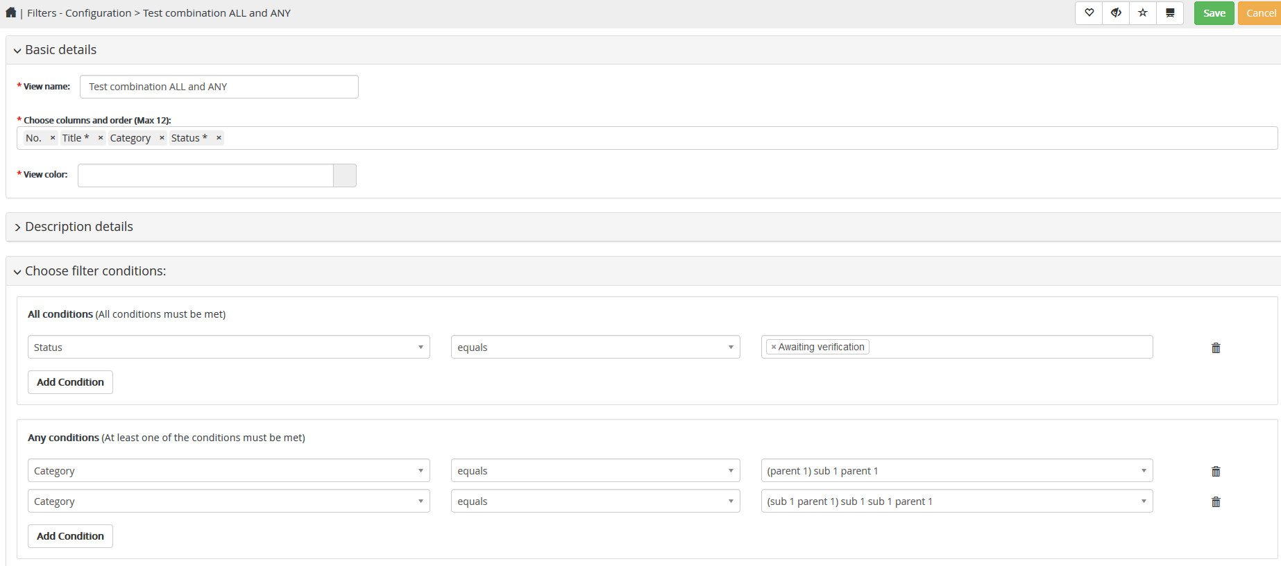 Filter conditions combination of ALL and ANY not possible? · Issue