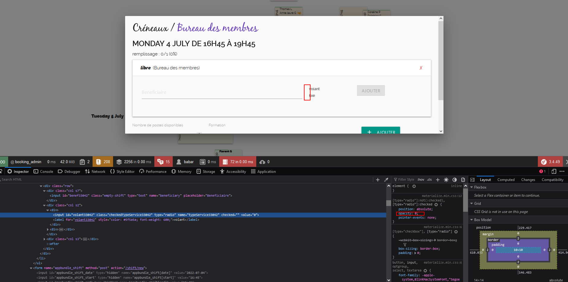 Disparition des radiobox et de ap MAJ de Materialize
