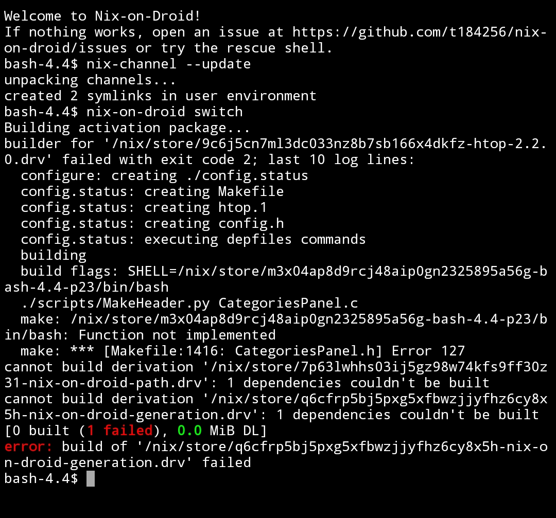 Build and Switch failed: Function not implemented · Issue #112 · nix ...