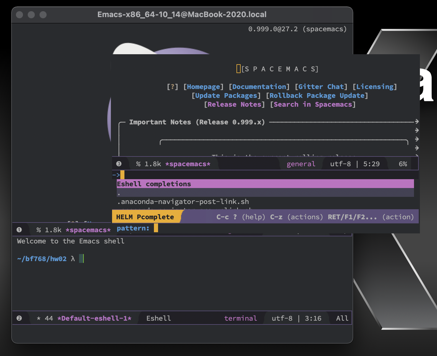Helm from emacs shell opens in a glitchy pseudowindow · Issue 15380 · syl20bnr