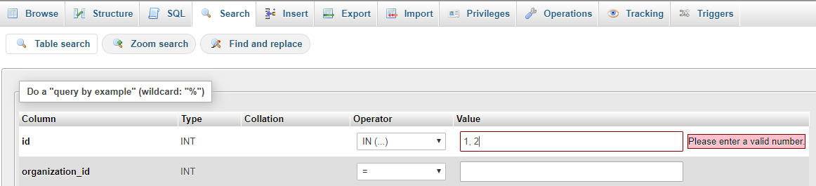 "IN" operator on search page not working · Issue #16129 · phpmyadmin ...
