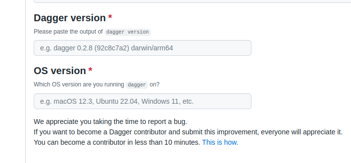 review issue templates · Issue #3794 · dagger/dagger · GitHub