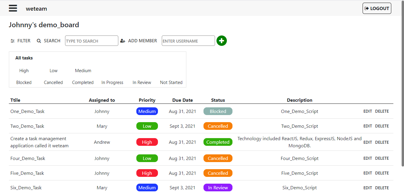 GitHub - MunBock/weteam-mern: A task management application built with ...