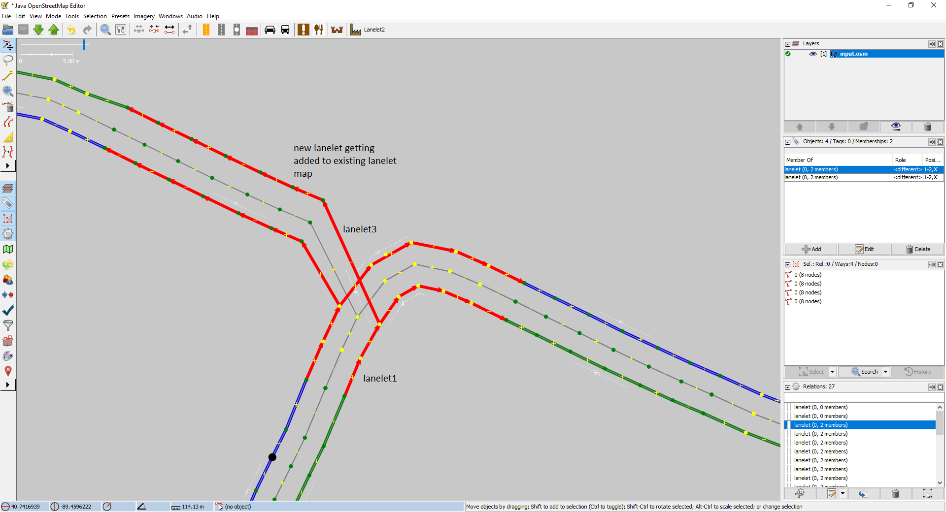 joining new lanes to existing lanes require the existing lane to split ...