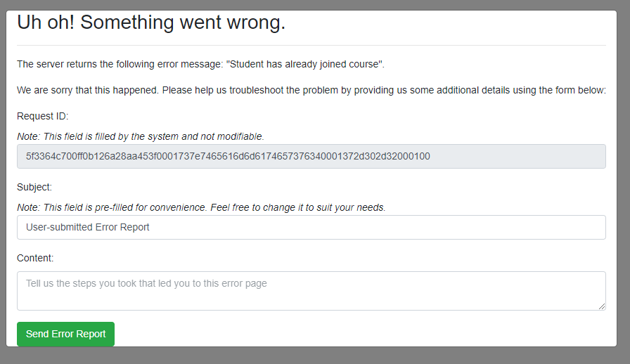 Fix styling for error report modal · Issue #10573 · TEAMMATES/teammates ...