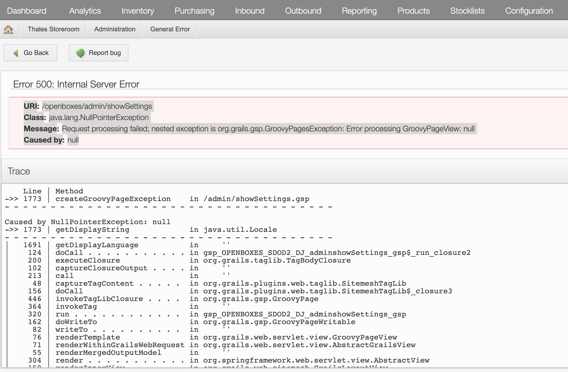 Configuration | Settings generates Error 500: Internal Server Error ...