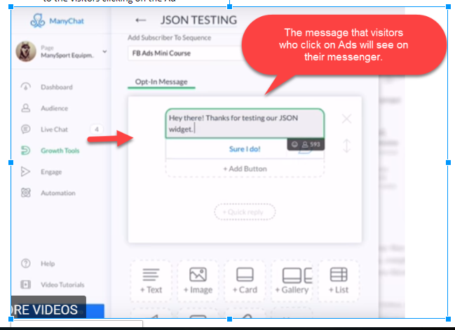 UI to set up an initial message for the users coming to messenger by ...