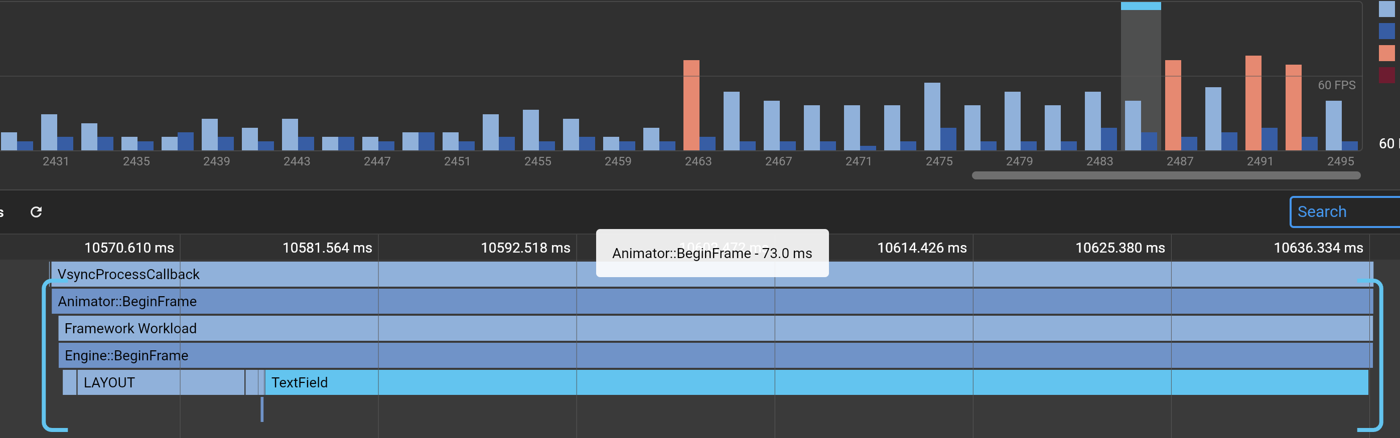 Devtools doesn t account for post frame callbacks in frame time