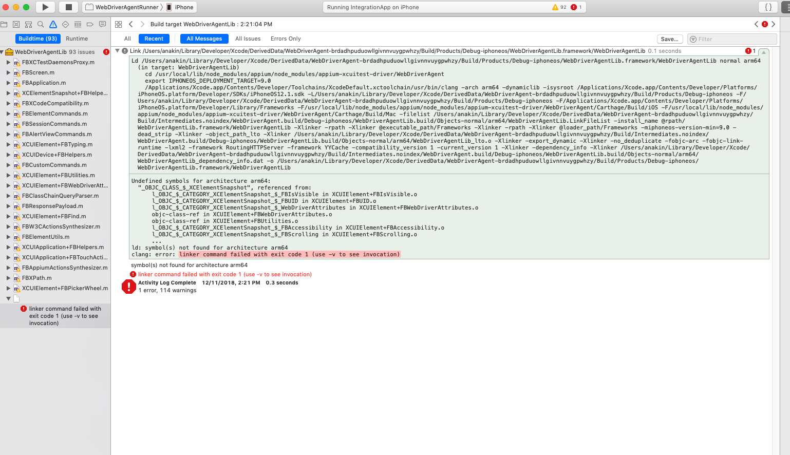 Getting exception linker command failed with exit code 1 (use -v to see ...