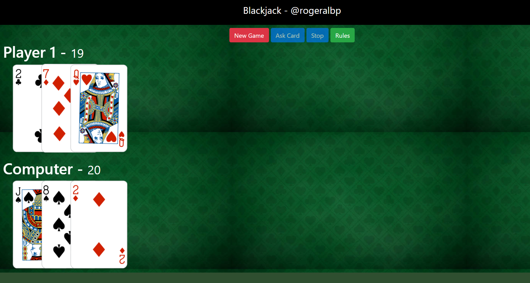 GitHub - rogeralbp/blackjack: Blackjack game hosted using GitHub pages.