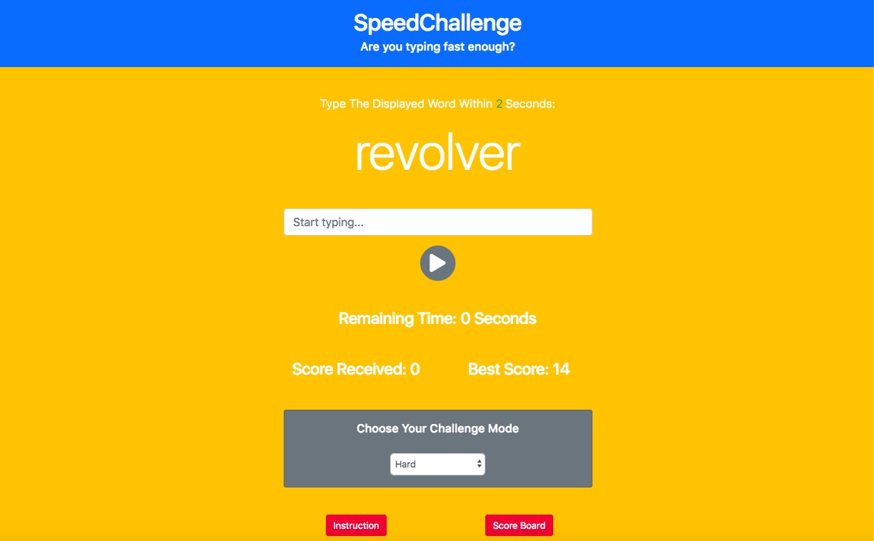 GitHub - violetwei/SpeedChallenge: Web-based game - A typing speed ...