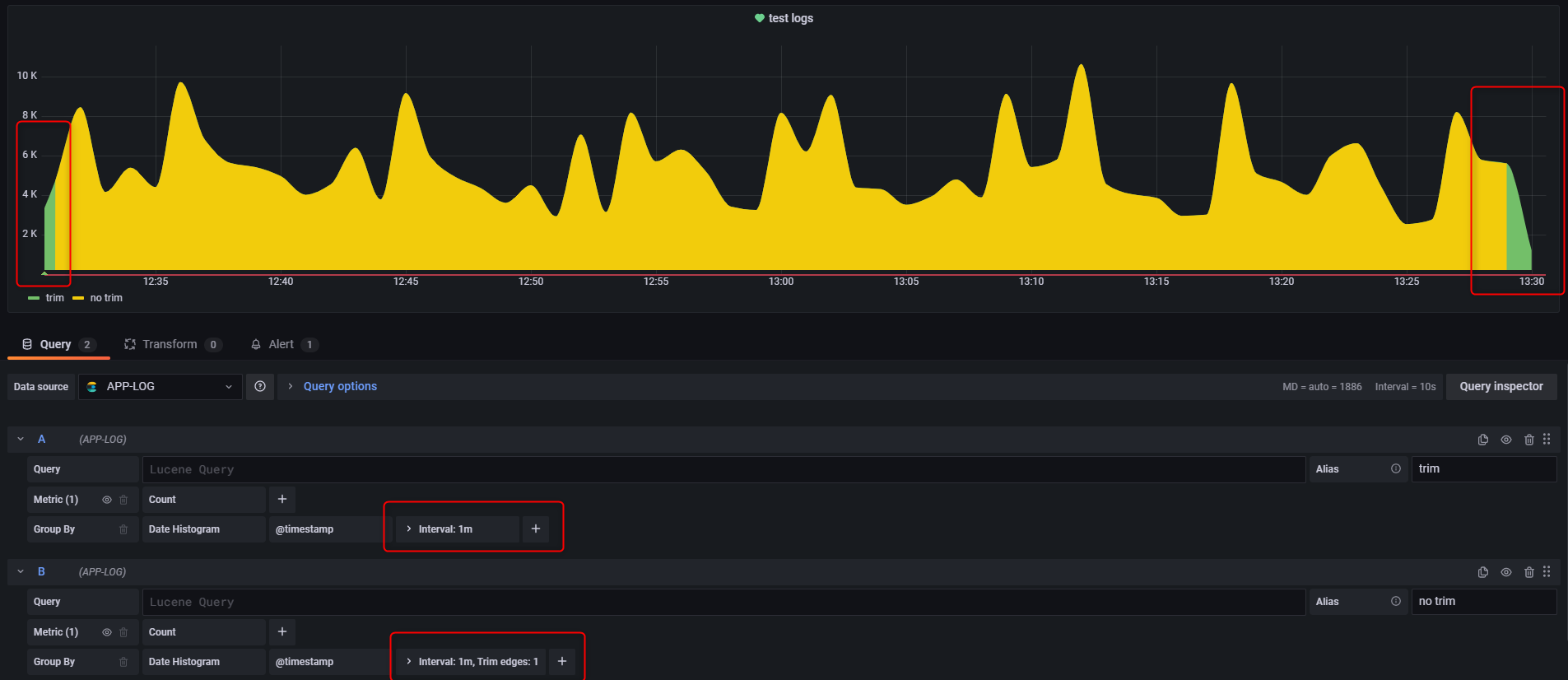(ElasticSearch) Trim edges not considered by alert rule · Issue 39414