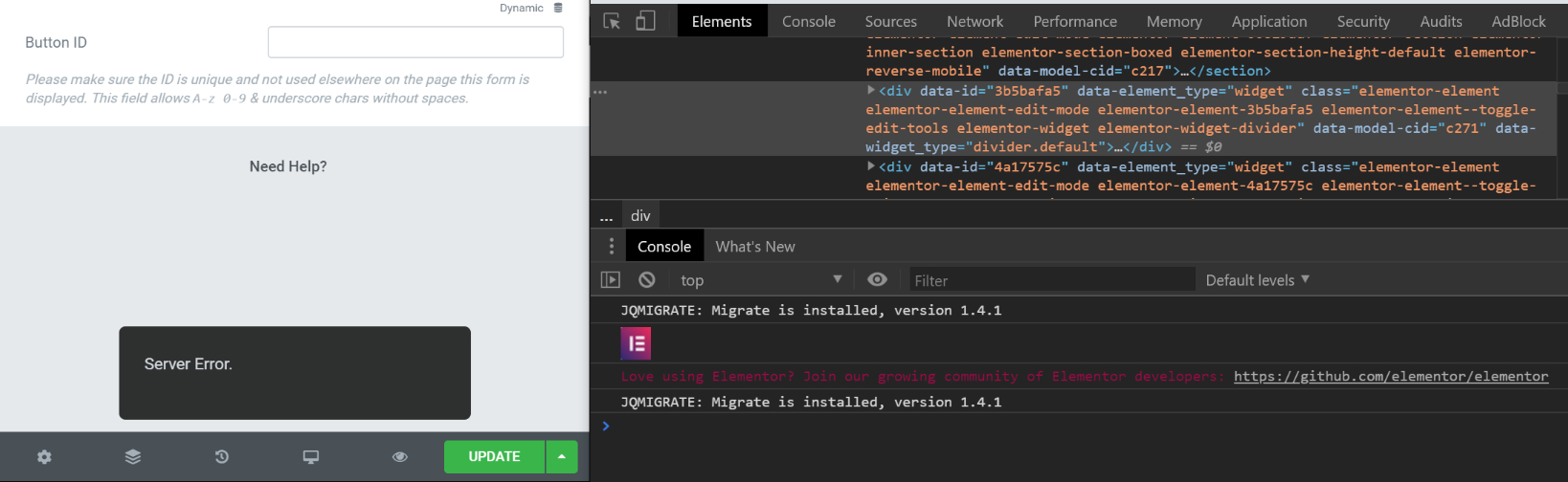 elementor_beta2 6_build2_server_error