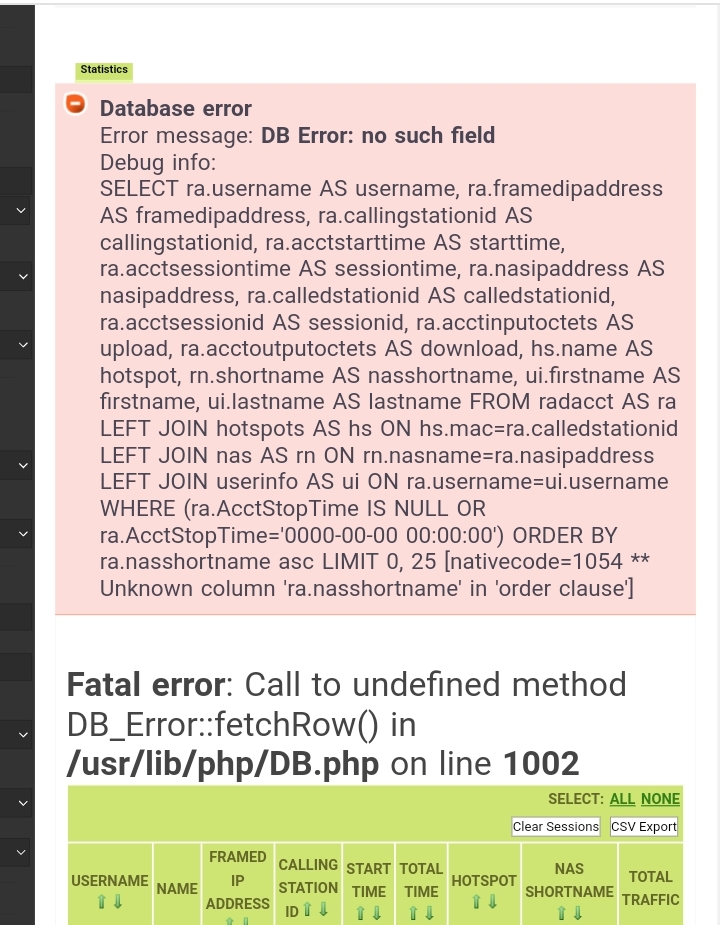 Error nasshortname · Issue #322 · lirantal/daloradius · GitHub