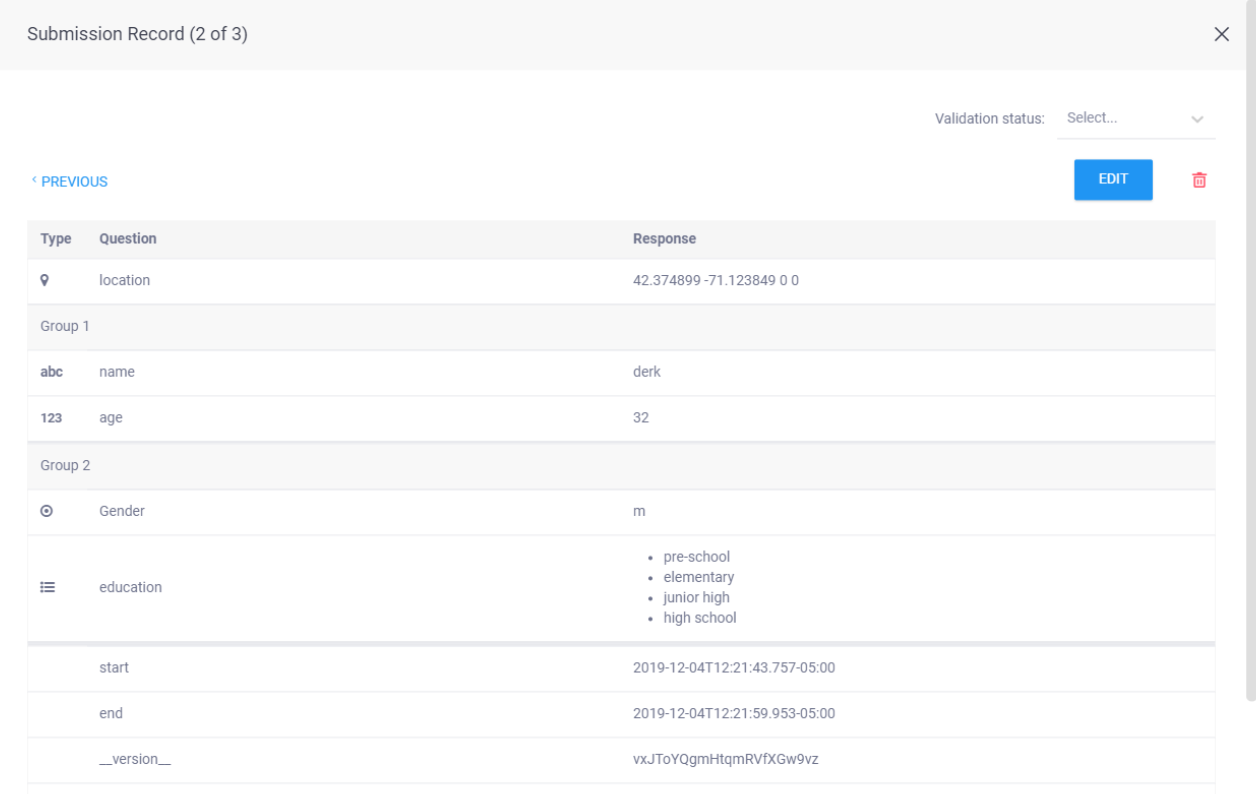Single Submission Record view only shows responses to currently ...
