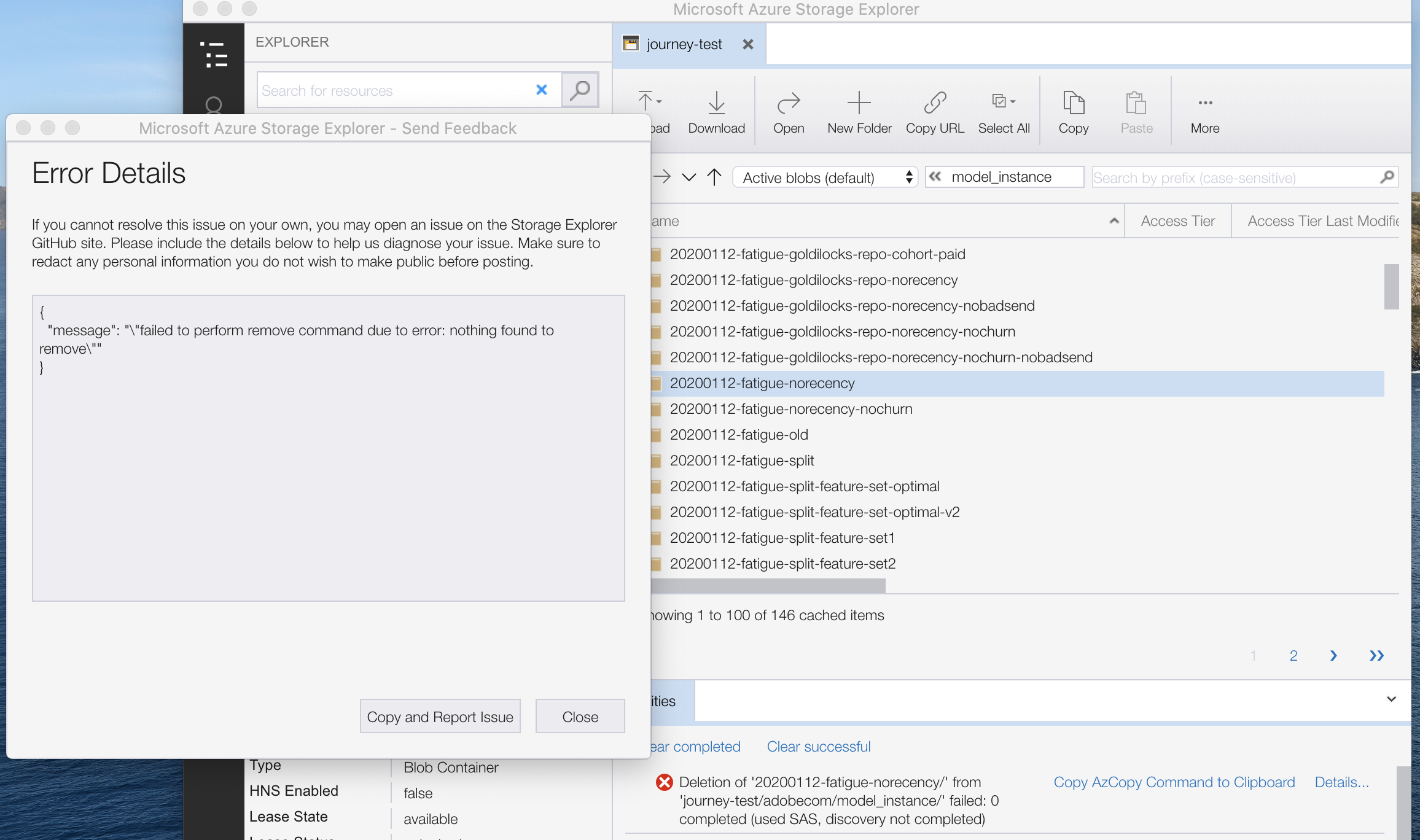 Folder persist after being successfully deleted in blob container