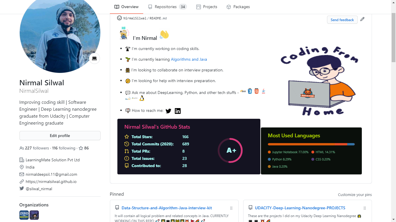 NirmalSilwal github profile sept 19 2020