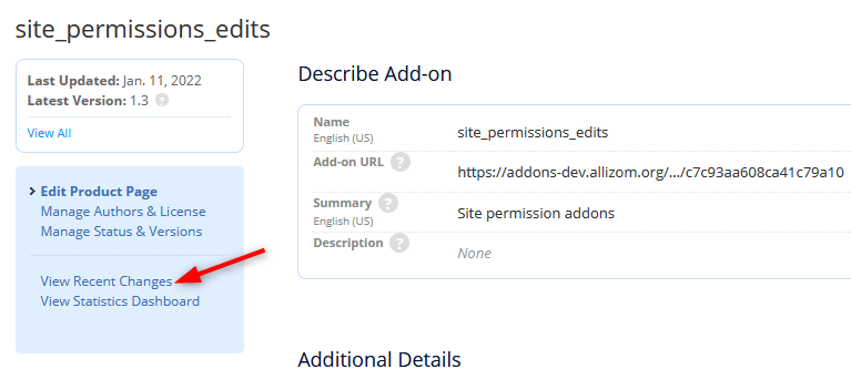 Developers don't have access to the View recent changes page for site ...