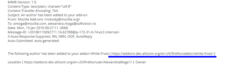 Broken link on "An author has been added to your add-on" email · Issue ...