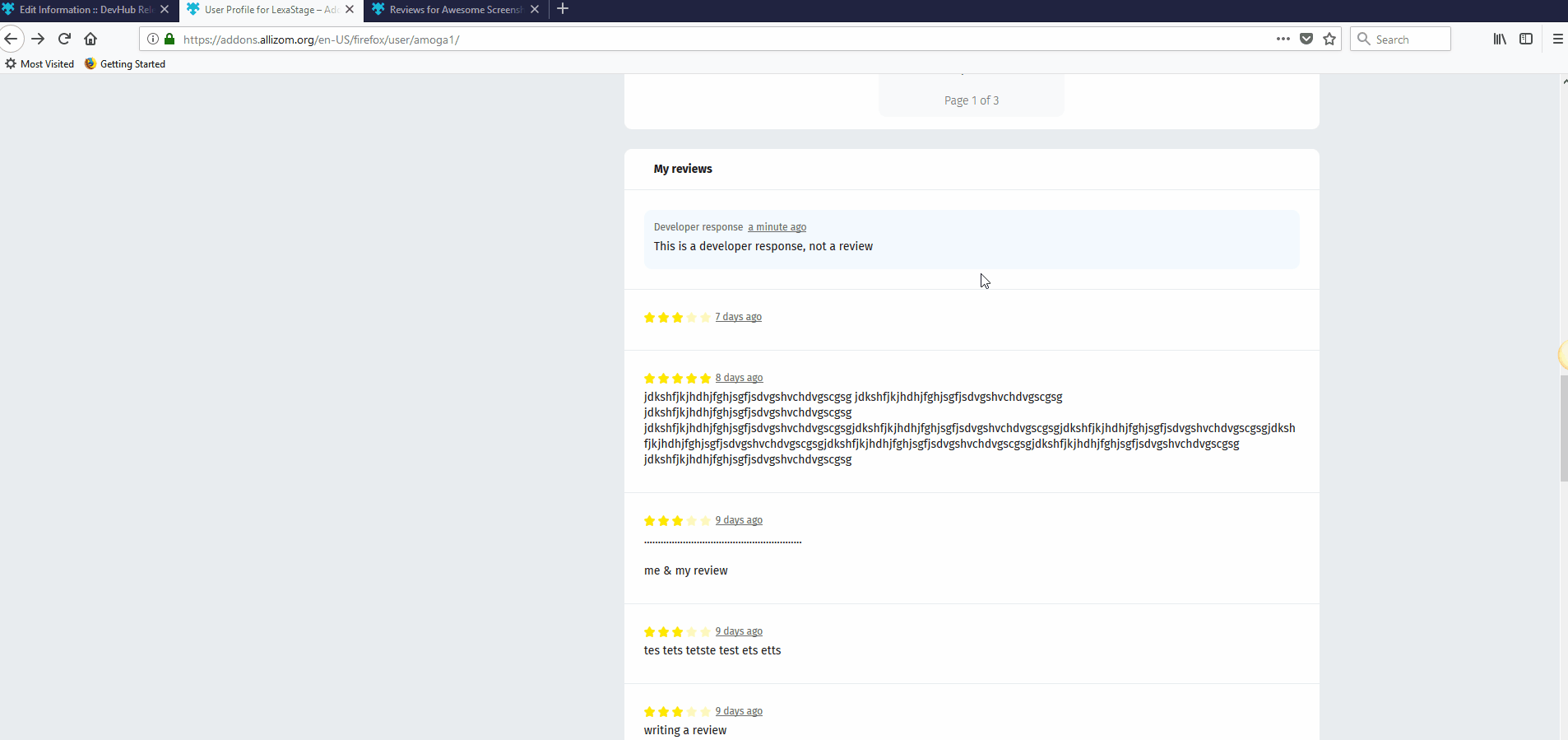 A developer response is interpreted as a user review when accessed via