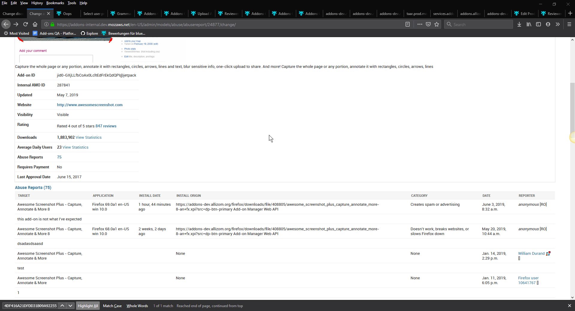  abuse report detail links to user profile pages are triggering a 500