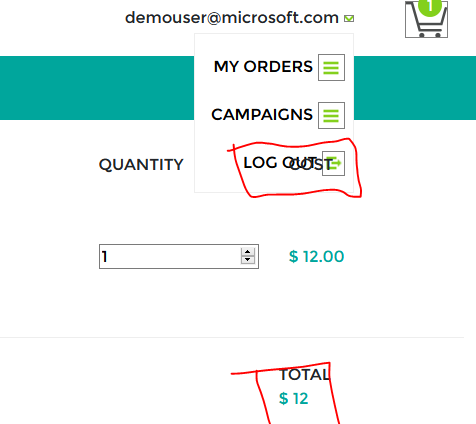 Cart - Total And User Menu Issue